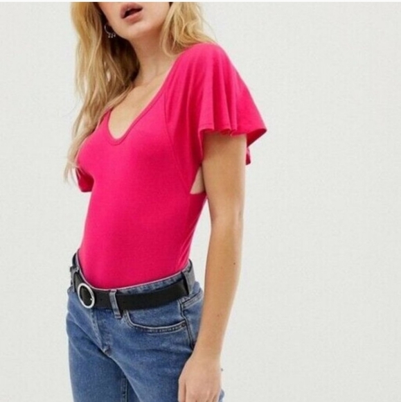 Intimately Free People Bryon Ribbed Flutter Sleeve Bodysuit - Picture 1 of 15